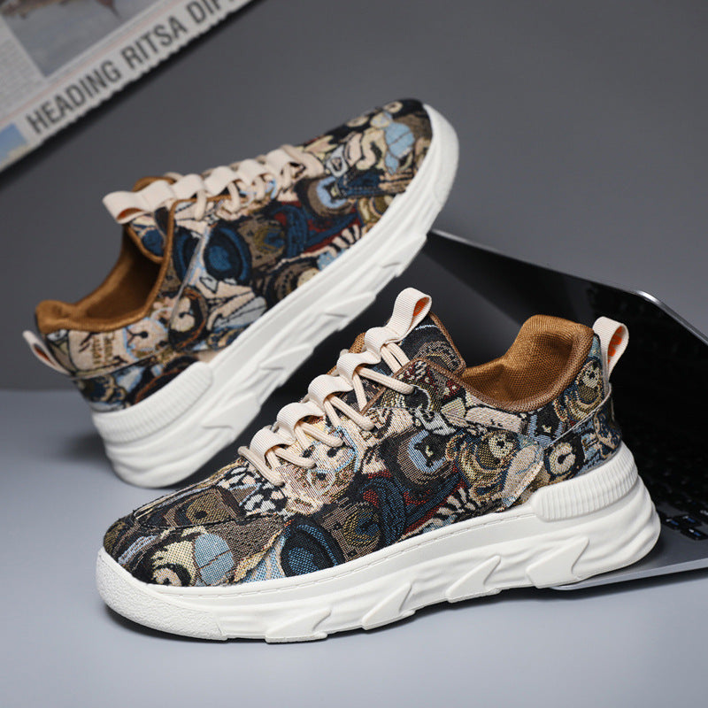 Damen Modische Freizeitsneaker mit buntem Muster und rutschfester Laufsohle EB