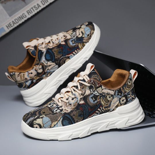 Damen Modische Freizeitsneaker mit buntem Muster und rutschfester Laufsohle EB