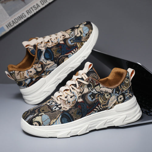 Damen Modische Freizeitsneaker mit buntem Muster und rutschfester Laufsohle EB