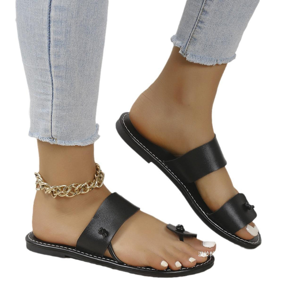 Damen modische Slipper mit eleganten Riemen und bequemer Sohle EB