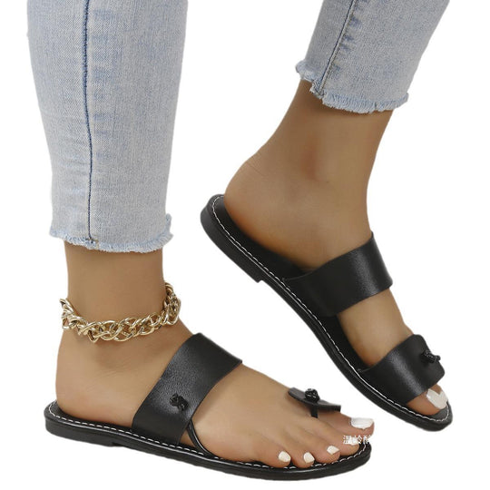Damen modische Slipper mit eleganten Riemen und bequemer Sohle EB