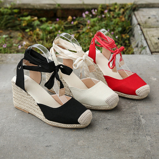Damen Wedge-Sandalen mit verstellbarem Riemen und elastischem Obermaterial EB