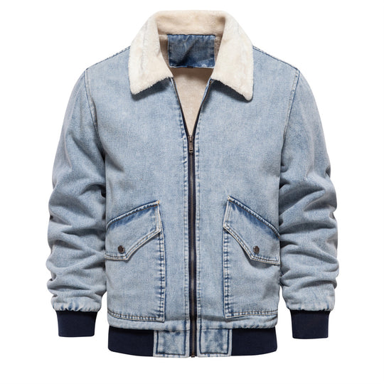 Herren Denimjacke mit warmem Fleecefutter und praktischen Taschen EB