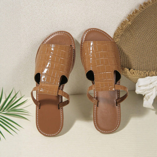 Damen Modische Sandalen mit Kroko-Prägung EB
