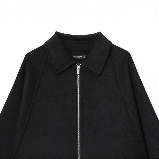 Damen modische Jacke mit asymmetrischem Schnitt und lässigem Reißverschluss EB