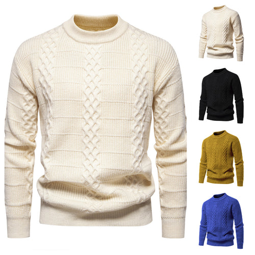 Herren Strukturierter Strickpullover mit hohem Kragen EB