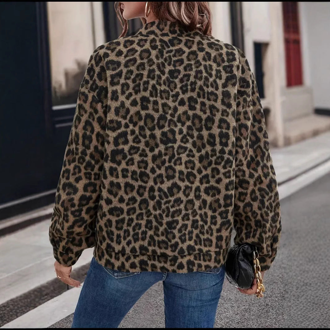 Damen Fleecejacke im trendigen Leopardenmuster EB