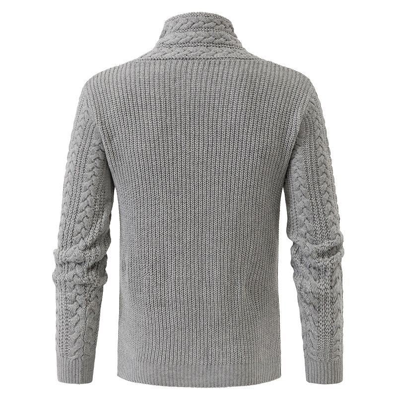 Herren Strickpullover mit hohem Kragen und dekorativen Knöpfen EB