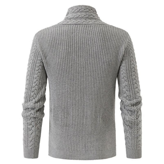 Herren Strickpullover mit hohem Kragen und dekorativen Knöpfen EB