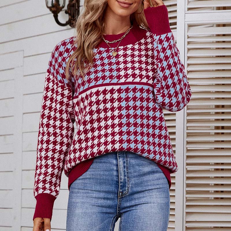 EB | Geometrischer Strickpullover Mit Trendigem Muster