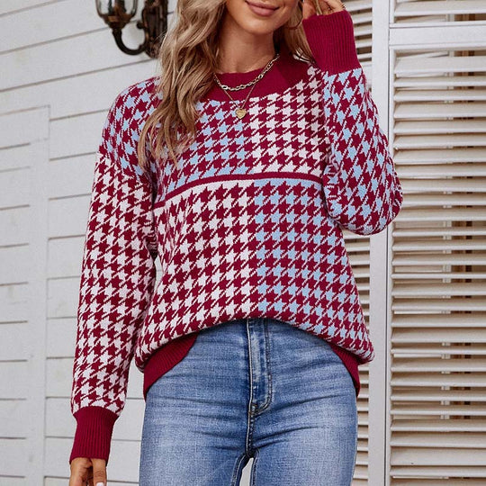 EB | Geometrischer Strickpullover Mit Trendigem Muster
