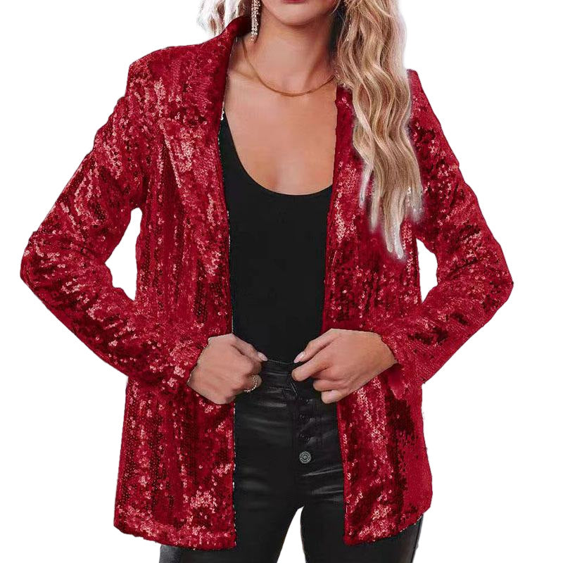 Damen Glitzerblazer mit schimmernden Pailletten und elegantem Schnitt EB