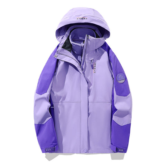Herren wasserdichte dreiteilige Winterjacke mit abnehmbarer Kapuze und Fleece-Innenjacke EB
