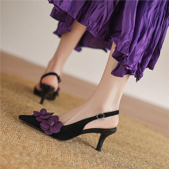 Damen Slingback Ballerinas mit floralen Akzenten EB