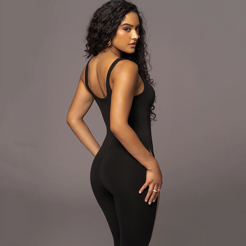 Damen Sportlicher Langarm-Overall mit seitlichen Cut-Outs und konturierendem Design EB
