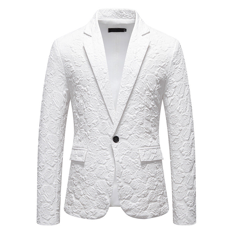 Herren nan strukturiertes Business-Sakko mit floraler Jacquardstruktur und Slim-Fit EB