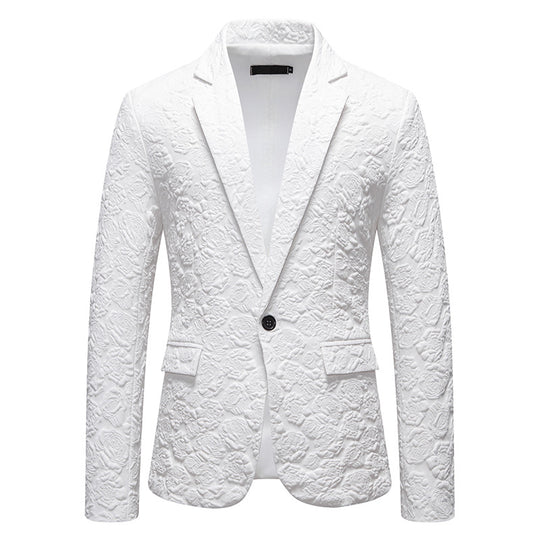 Herren nan strukturiertes Business-Sakko mit floraler Jacquardstruktur und Slim-Fit EB