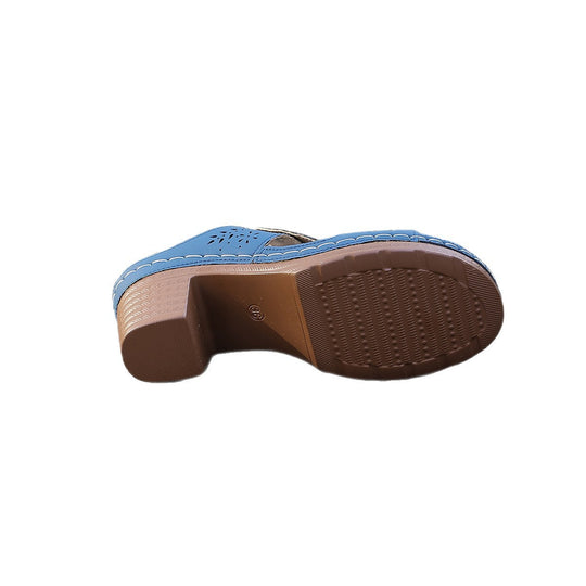 Damen Elegante und luftige Sandalen mit hohem Blockabsatz EB