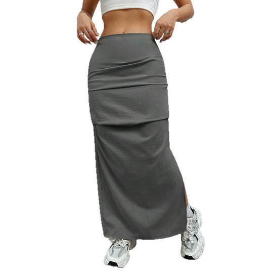 Damen Longskirt mit seitlichem Schlitz und elastischem Bund EB