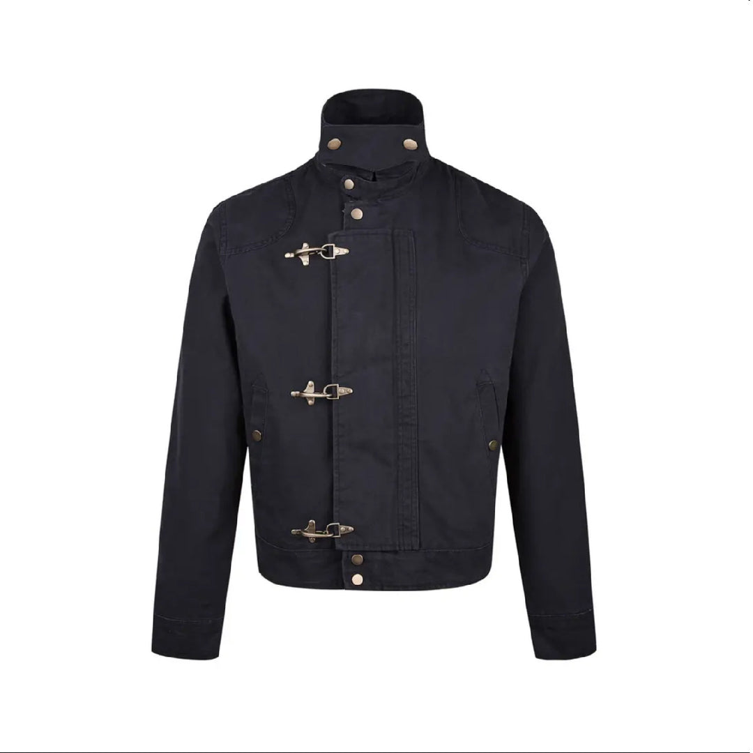 Herren modische Kurzjacke mit innovativen Schnallen und praktischem hochgeschlossenem Kragen EB