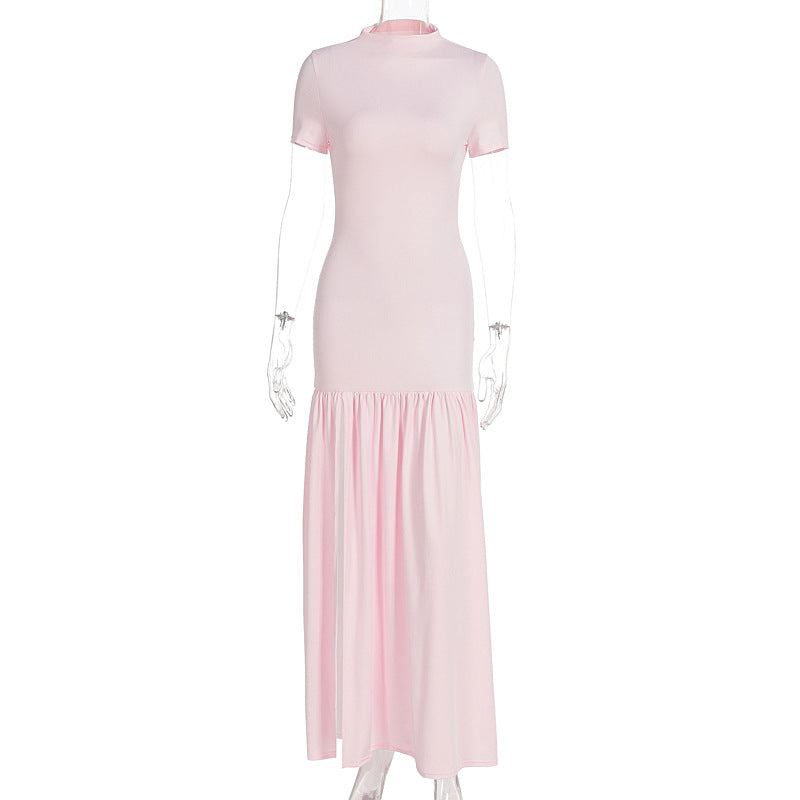 Damen Maxi-Kleid mit elegantem halblangen Ärmel und voluminösem Rock EB