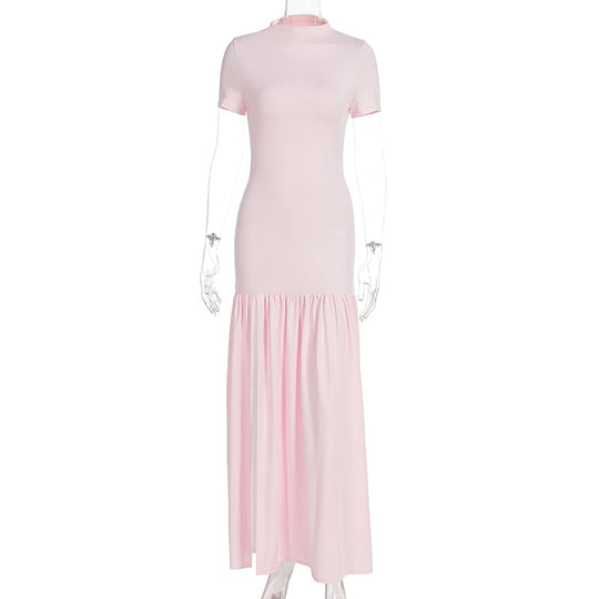 Damen Maxi-Kleid mit elegantem halblangen Ärmel und voluminösem Rock EB