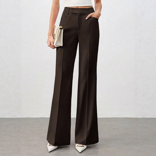 Damen Klassische Stoffhose mit hohem Bund und geradem Bein EB