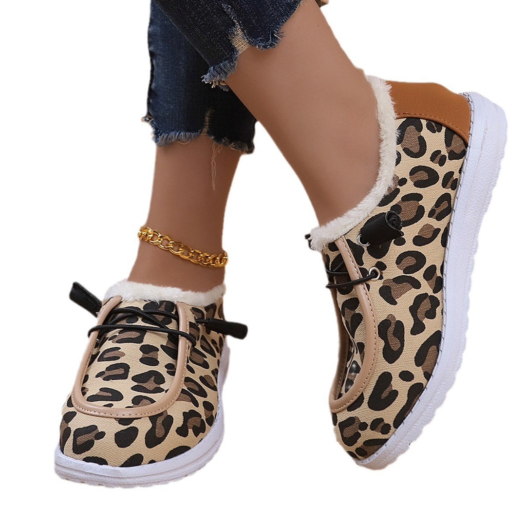 Damen Gemütliche Sneakers aus weich gefüttertem Material mit Leopardenmuster EB