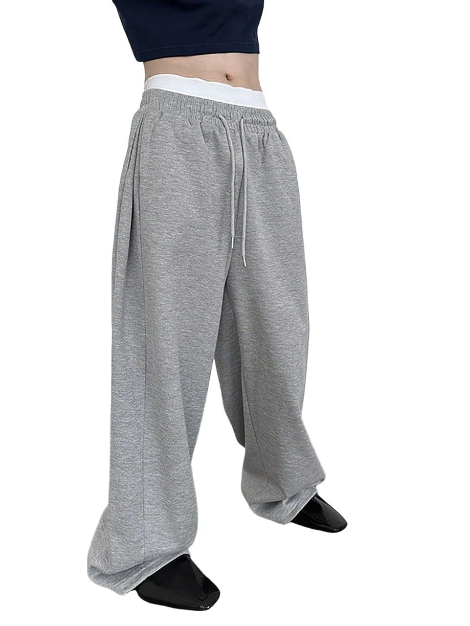 Unisex weite Sweatpants mit elastischem Bund, breitem Bein, Kordelzug und verdeckten Seitentaschen EB