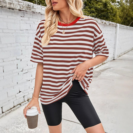 Damen Übergrößen T-Shirt mit Streifenmuster EB
