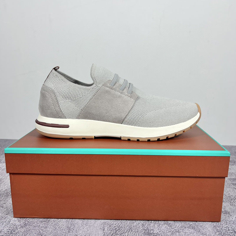Damen Bequeme Slip-On Sneakers mit elastischer Strickoberfläche und dämpfender Sohle EB