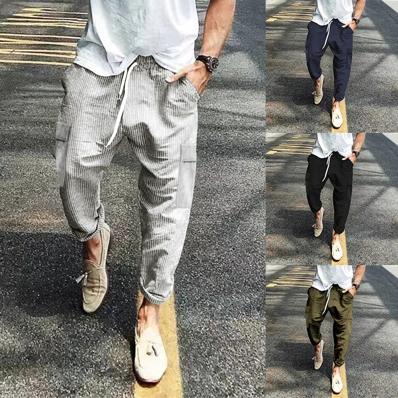 Herren nan Cord-Cargo-Jogginghose mit elastischem Tunnelzugbund, aufgesetzten Klappentaschen und tapered Bein EB
