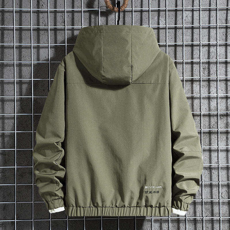 Herren Kapuzen-Utility-Fieldjacke mit verdeckter Zip-Front und verstellbarem Kordelzug EB