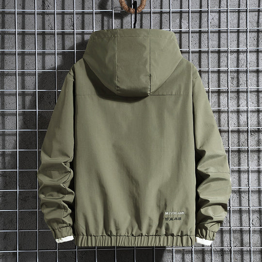 Herren Kapuzen-Utility-Fieldjacke mit verdeckter Zip-Front und verstellbarem Kordelzug EB