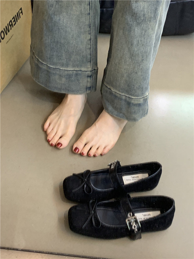 Damen Ballerinas mit modischem Schnallen-Detail und bequemem Fußbett EB