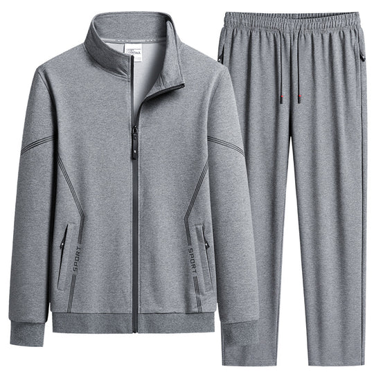 Men's  performance zip-front track jacket and tapered jogger set EB