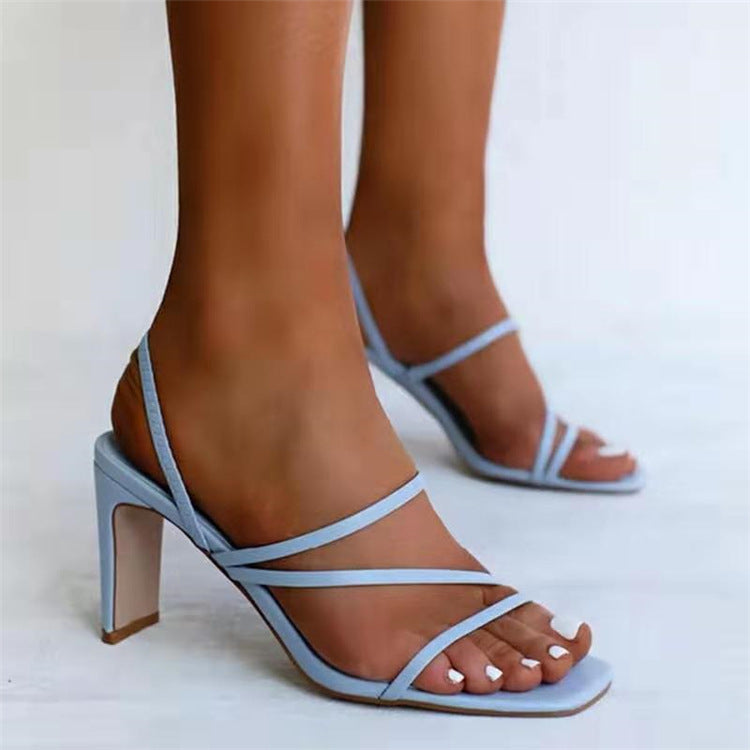 Damen elegante Absatzsandalen mit modischem Riemendesign EB