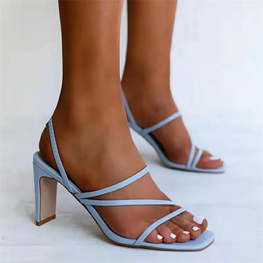 Damen elegante Absatzsandalen mit modischem Riemendesign EB