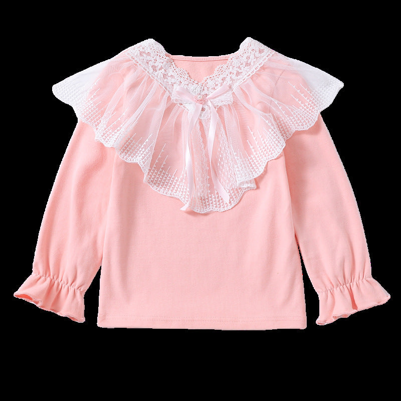 Mädchen Langarmshirt mit eleganter Spitzenverzierung EB