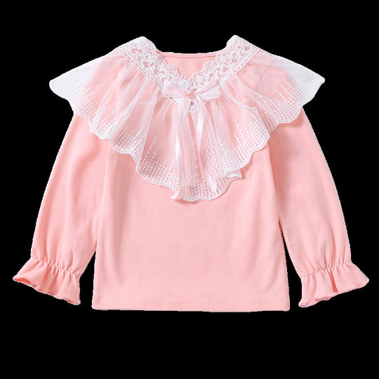 Mädchen Langarmshirt mit eleganter Spitzenverzierung EB