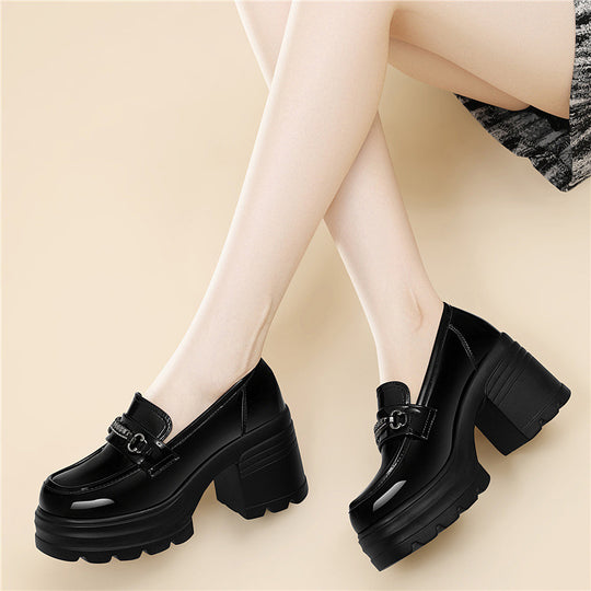 Damen Moderne Plateau-Schuhe mit modischer Schnallen-Detail EB