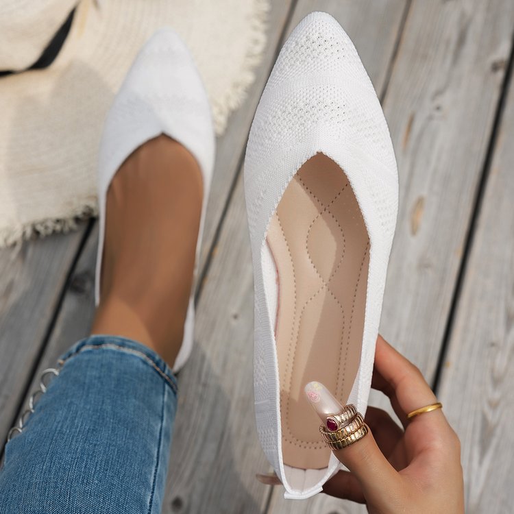 Damen Spitzer Ballerinas aus atmungsaktivem Strickmaterial mit flexibler Sohle EB