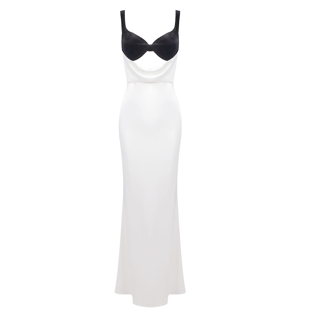 Damen Elegantes langes Kleid mit raffiniertem Bustier-Design und fließendem Rock EB