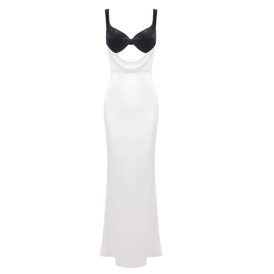 Damen Elegantes langes Kleid mit raffiniertem Bustier-Design und fließendem Rock EB