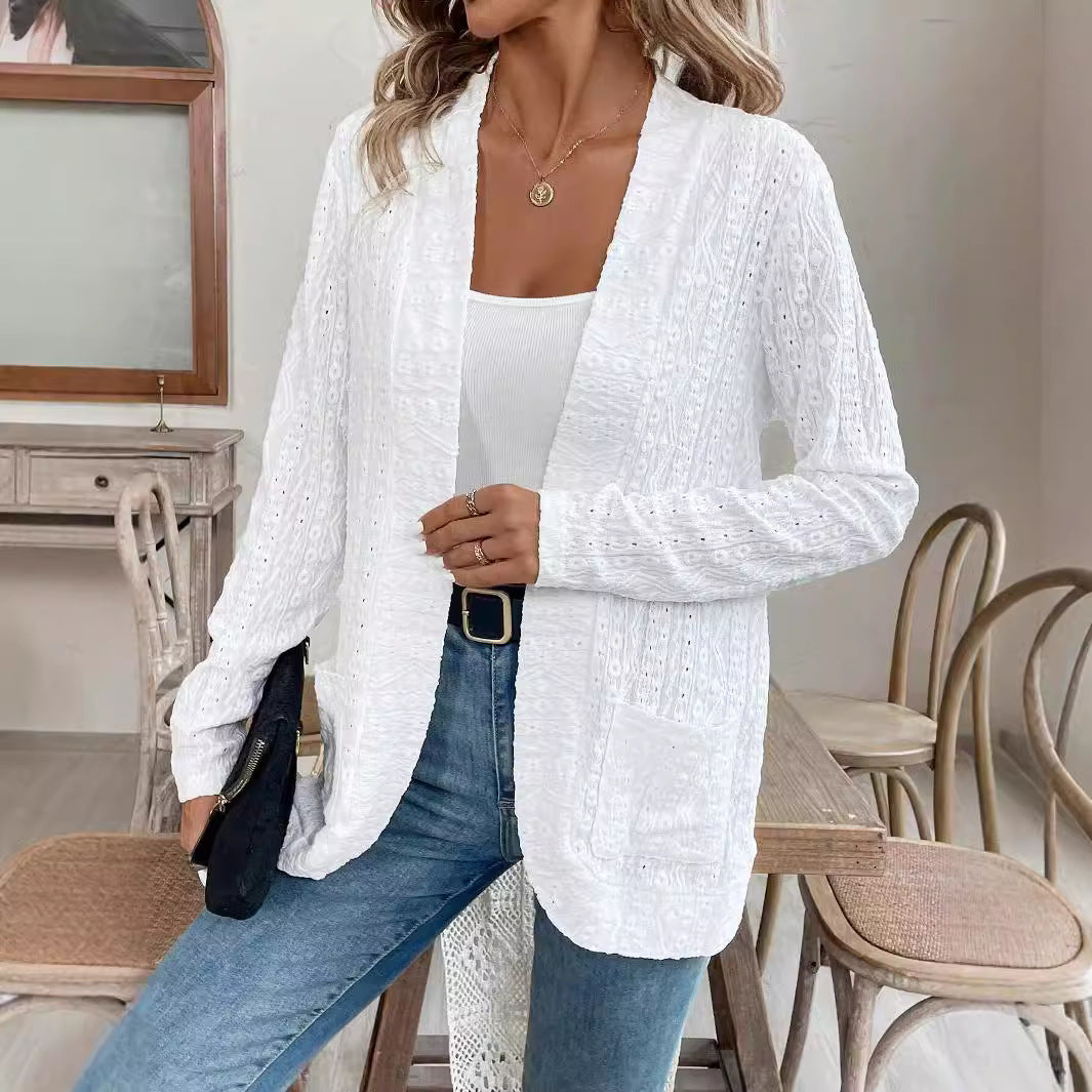Damen elegante und luftige Strickjacke mit einzigartiger Struktur EB