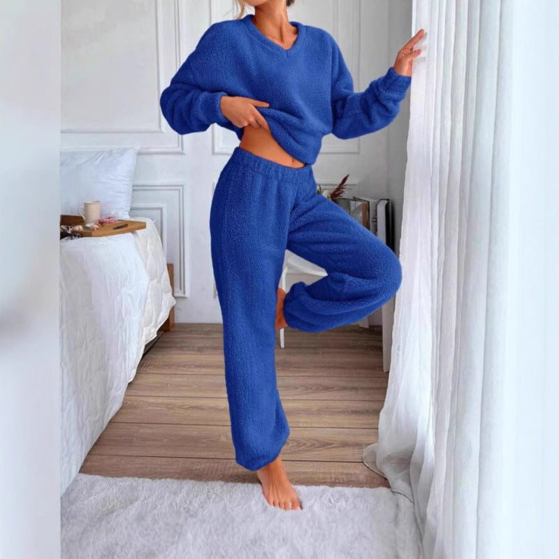 Damen Kuscheliges Fleece-Lounge-Set mit elastischem Bund EB