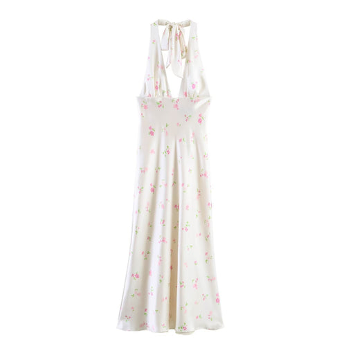 Damen Maxikleid mit feinen Rüschen und floralem Design EB