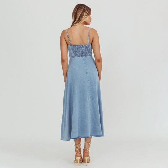 Damen Maxikleid mit zarter Korsett-Details EB