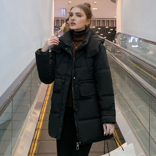 Damen warme Winterjacke mit praktischer Kapuze EB