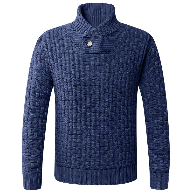 Herren Strickpullover mit modernem Schalkragen und Knopfdetails EB